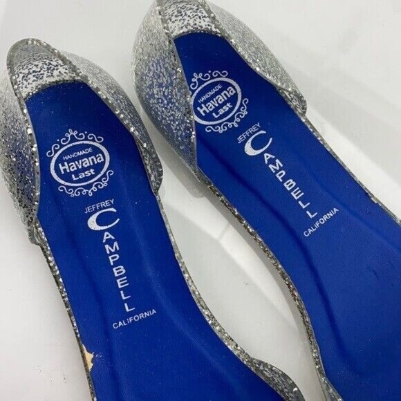 Jeffrey Campbell Womens Love DOrsay Flat Size 8 Silver Glitter Jelly SlipOn Shoe - Picture 10 of 12